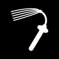 Black whip simple vector icon. Black and white illustration of sex toy for adult. Solid linear icon.