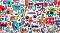Ai Artificial Intelligence created kids colorful doodle art background