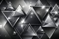 Black white abstract background. Geometric shape. Lines, triangles. 3d effect. Light, glow, shadow. Gradient. Dark grey, silver. Royalty Free Stock Photo