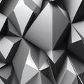 Black white abstract background. Geometric shape. Lines, triangles. 3d effect. Light, glow, shadow. Gradient.