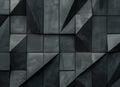 Black and white abstract background with geometric shapes of metal wall panels. Modern architecture concept. Black, gray Royalty Free Stock Photo