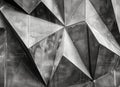 Black and white abstract background with geometric shapes of metal wall panels. Modern architecture concept. Black, gray Royalty Free Stock Photo