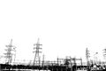 black and white abstract background image of high voltage pole structure Royalty Free Stock Photo