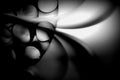 Black and white abstract background with a rounded forms