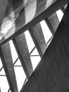 Black and white abstract closeup image of concrete and metail stairs at modern building Royalty Free Stock Photo