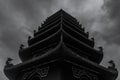 Black and white abstract detail of asian temple in dark. moody weather Royalty Free Stock Photo