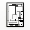 Abstract Voxel Art: Black And White De Stijl Mirror Illustration