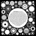 Black and white abstract geometric circles poster template for your text, vector