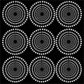 Black and white abstract geometric circles seamless pattern, vector Royalty Free Stock Photo