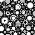 Black and white abstract geometric circles seamless pattern, vector Royalty Free Stock Photo