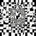 Black and White Abstract Geometric Pattern with Swirl Center