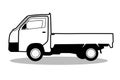 black and white abstract line art illustration pick up car, small car for cargo