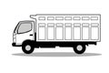 black and white abstract line art illustration truck car, medium car for cargo