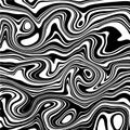 Black and white abstract liquify lines background. Liquid acrylic marble texture. Random chaotic Grunge overlay. Vector
