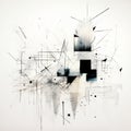 Abstract Black And White Painting With Technological Design Elements