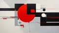 Abstract Suprematism Painting: Black, Red, And White Geometric Shapes