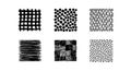 Black and white abstract pattern set with geometric and brush stroke textures vector illustration Royalty Free Stock Photo
