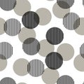 Black and white abstract simple striped circles geometric seamless pattern, vector Royalty Free Stock Photo