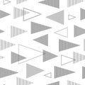 Black and white abstract simple striped and doted triangles geometric seamless pattern, vector Royalty Free Stock Photo