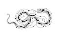 Black and white abstract snake with stars and dots Royalty Free Stock Photo