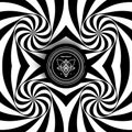 Black and white abstract striped background. Pattern with optical illusion. 3d surreal vector illustration