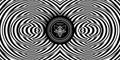 Black and white abstract striped background. Pattern with optical illusion. 3d surreal vector illustration