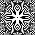 Black and white stripes abstract kaleidoscopic mandala background