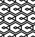 Black and white abstract textured geometric seamless pattern. Symmetric monochrome vector textile backdrop. Splicing lines.