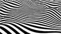 Black and white abstract wave. Optical illusion. Twisted vector illustration