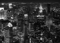 Black and white aerial photo of Manhattan at night, New York City, US Royalty Free Stock Photo