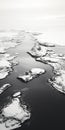 Black And White Aerial Photography Of Arctic Ocean Ice Floes Royalty Free Stock Photo