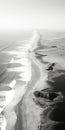 Black And White Aerial Photography Of Ocean And Beach