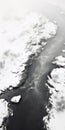 Black And White Aerial Photography Of River And Snow Covered Landscape