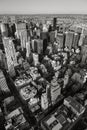 Black & White Aerial View Of NYC. Vertical New York.