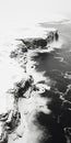 Black And White Aerial View Photography Of Rocky Shoreline