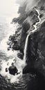 Black And White Aerial View Photography Of A Winter Waterfall Royalty Free Stock Photo