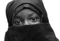 Black and White African Arab Muslim School Girl with big Eyes Royalty Free Stock Photo