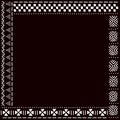 Black and white african mudcloth fabric pattern frame, vector