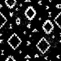 Black and white aged geometric aztec ethnic grunge seamless Royalty Free Stock Photo