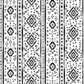 Black and white aged geometric aztec grunge seamless pattern, vector