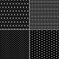 Black and white aged geometric ethnic grunge seamless patterns set, vector Royalty Free Stock Photo