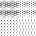 Black and white aged geometric ethnic grunge seamless patterns set, vector Royalty Free Stock Photo