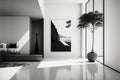 Black and white ai generated illustration with a modern living room interior