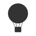 Black and white air balloon or airship icon isolated on background. Steampunk old flying machine in dark color. Simple Royalty Free Stock Photo