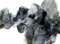 Black and white alcohol ink abstract monochrome background, splashes and stains, painting hand drawing Royalty Free Stock Photo