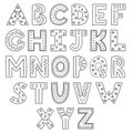 Black and white alphabet. Hand drawn outline ABC