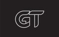 black and white alphabet letter gt g t logo combination