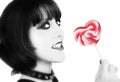 Black and White Alternative Girl with a Red Heart Royalty Free Stock Photo