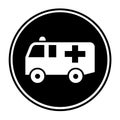 black and white ambulance icon illustration