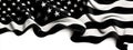 Black and white American flag flying on white background. US flag. American flag isolated on a white background. Concept Royalty Free Stock Photo